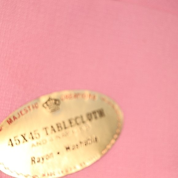 Vintage Majestic Creations Pink Tablecloth and Napkin Set NOS 45" x 45" - Picture 12 of 13